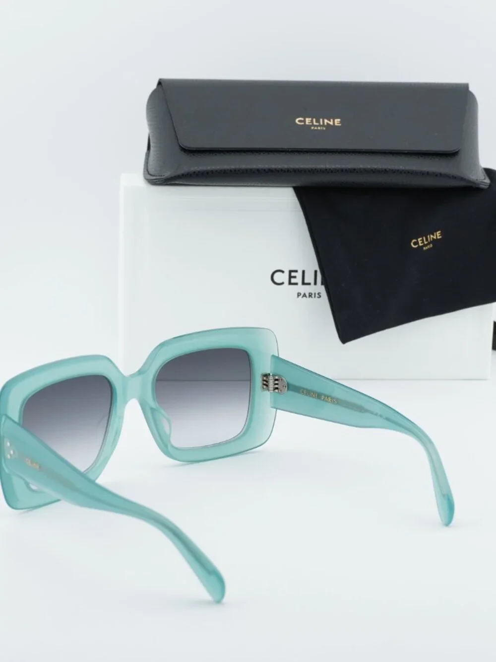 Celine PARIS CL40263I 93B Square Sunglasses - Teal / Grey